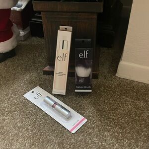 E.L.F makeup a lot of 4 Kabuki Brush,  Lip Liner, Lipstick, Dewy Setting Mist